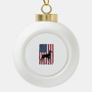 Boule En Céramique Chien Patriotique Drapeau Vintage Vecteur Concepti