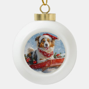Boule En Céramique Chien Rough Collie en traîneau Laissez tomber la n
