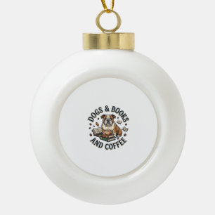 Boule En Céramique Chiens Livres Café Bulldog Pile Tasse_1