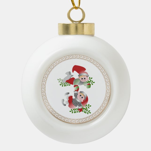 Boule En Céramique Chiffres danois de Noël (Devant)