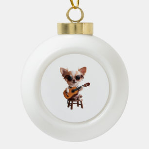 Boule En Céramique chihuahua mignon jouant du guitar classique dessin