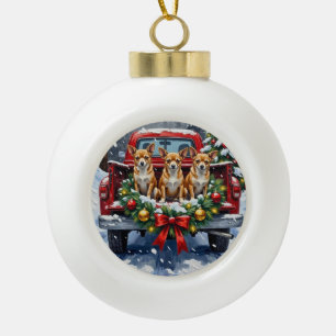 Boule En Céramique Chihuahua Noël Camion Rouge Fêtes