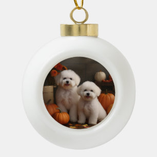 Boule En Céramique Chiot Bichon Frise Délice d'Automne Citrouille