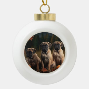 Boule En Céramique Chiots Bullmastiff Délice d'Automne Citrouille