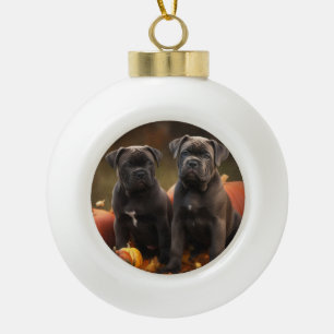 Boule En Céramique Chiots Cane Corso Délice d'Automne Citrouille