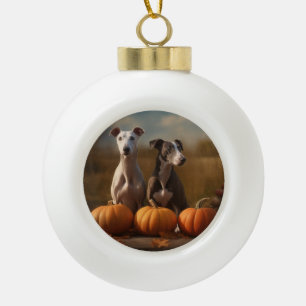 Boule En Céramique Chiots Greyhound Délice d'Automne Citrouille