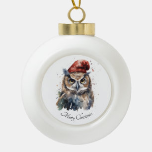 Boule En Céramique Chouette d'hiver enchantée, personnalisée
