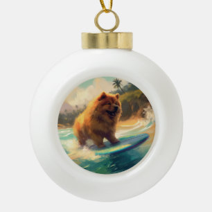 Boule En Céramique Chow Chow Beach Plage Surf Peinture