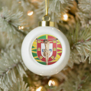 Boule En Céramique Christ sur le drapeau portugais