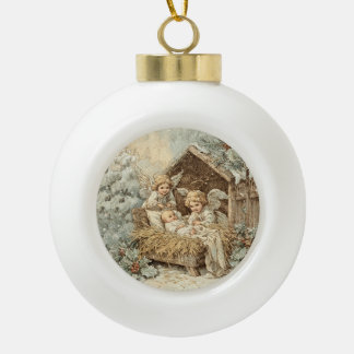 Boule En Céramique Christmas card with baby Snowflake Framed Ornament