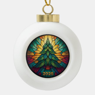 Boule En Céramique Christmas Ornament 2025 Faux Stained Glass Eff. 1