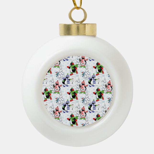 Boule En Céramique Christmas penguin ice skating (Devant)