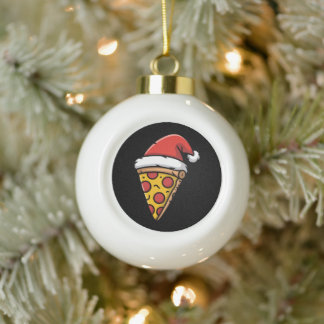 Boule En Céramique Christmas Pizza Slice Santa Hat Pepperoni Holiday