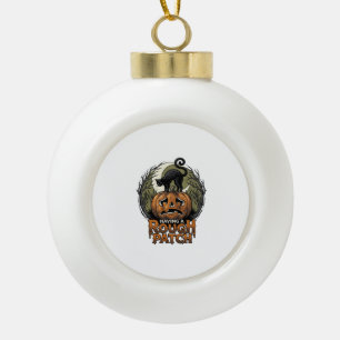 Boule En Céramique Citrouille de Halloween Chat Tache Brute Gravure V
