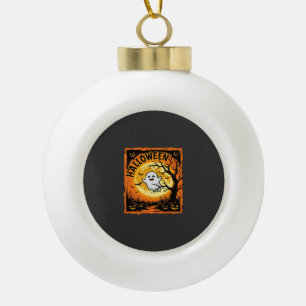 Boule En Céramique Citrouille Fantôme Halloween Arbre Ensorcelé