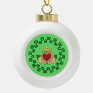 Boule En Céramique Claddagh et entrelacs verts