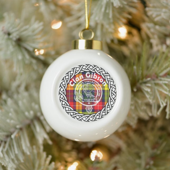 Boule En Céramique Clan écossais Gibson Tartan et Crest (Arbre)