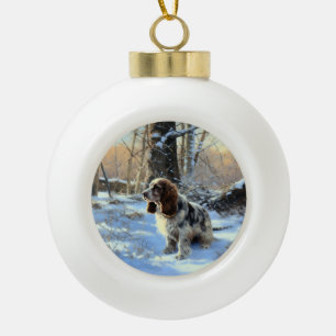 Boule En Céramique Cocker Spaniel Laisser Neige Noël