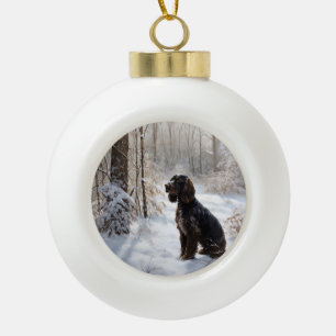 Boule En Céramique Cocker Spaniel Laisser Neige Noël
