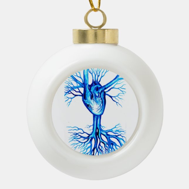 Boule En Céramique Coeur bleu (Devant)