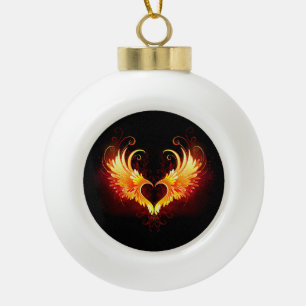 Boule En Céramique Cœur d'ange de feu avec des ailes
