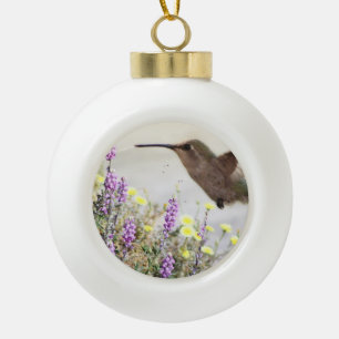 Boule En Céramique Colibri et Fleurs Sauvages Art Numérique