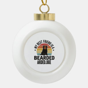 Boule En Céramique Colley barbu Design pour amateur de chien Coucher 