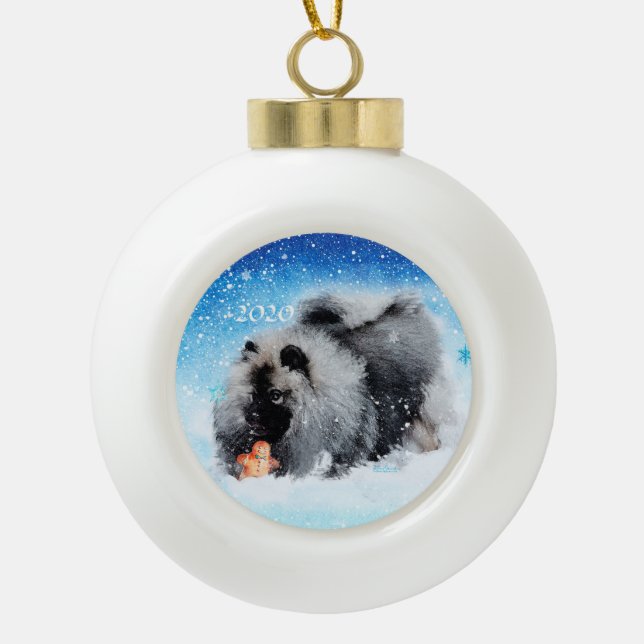 Boule En Céramique Colloque de Keeshond 2020 (Devant)