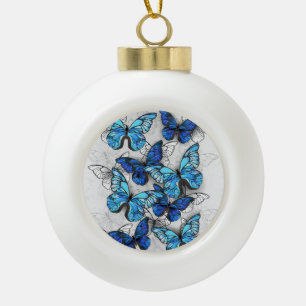 Boule En Céramique Composition de papillons blancs et bleus