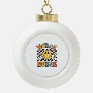 Boule En Céramique Conception de chemise à carreaux Smiley d'infirmiè