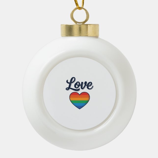 Boule En Céramique Conception de chemise vectorielle Love Rainbow Hea (Devant)