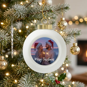 Boule En Céramique Conception de photo de Noël festive avec message d