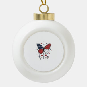 Boule En Céramique Conception de T-shirt vintage papillon patriotique