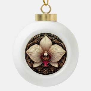 Boule En Céramique Conception d'Orchidée Dorée Élégante
