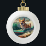 Boule En Céramique Corgi Beach Surf Peinture<br><div class="desc">Plongez dans le monde ludique de l'aventure canine avec cette peinture captivante. Un chien en ébullition se rend aux vagues, chevauchant habilement le surf sur une plage baisée par le soleil. L'oeuvre d'art vibrante capte magnifiquement l'essence de l'excitation au bord de la plage tandis que le chien court sans crainte...</div>