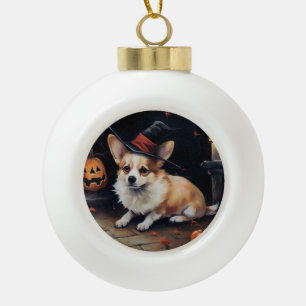 Boule En Céramique Corgi Citrouilles Halloween Épouvantable