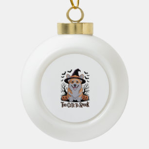 Boule En Céramique Corgi d'Halloween mignonne en Casquette de sorcièr