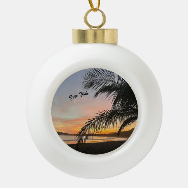 Boule En Céramique Costa Rica "Pura Vida" Keepsake Christmas Ornament (Devant)