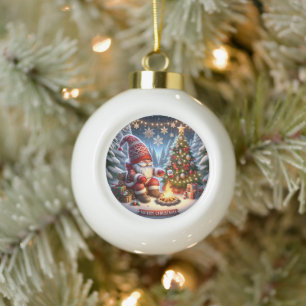 Boule En Céramique Cosy Campfire Gnome" - Festive Noël