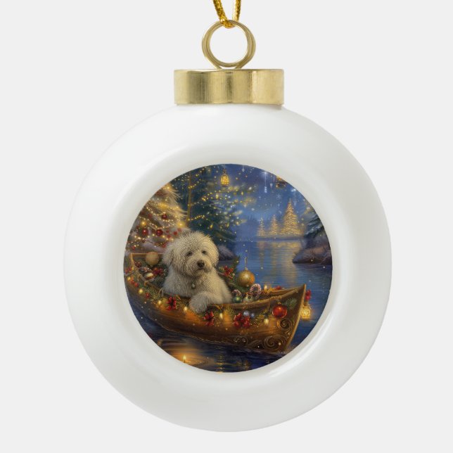 Boule En Céramique Coton De Tulear Noël Festive Voyage (Devant)