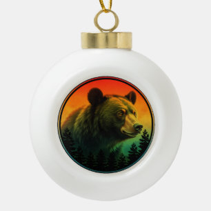 Boule En Céramique Coucher de soleil ours nature animal faune