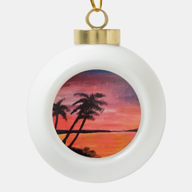 Boule En Céramique Coucher de soleil sous les tropiques (Devant)
