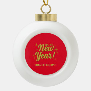 Boule En Céramique Couleur or rouge bonne année joyeux noël