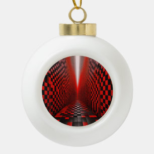 Boule En Céramique Couloir damier rouge et noir avec lumière