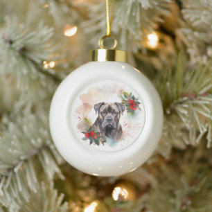 Boule En Céramique Couronne de Noël festive de Cane Corso