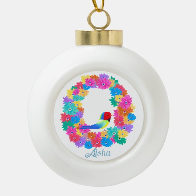 Boule En Céramique Couronne tropicale Noël Aloha (Devant)