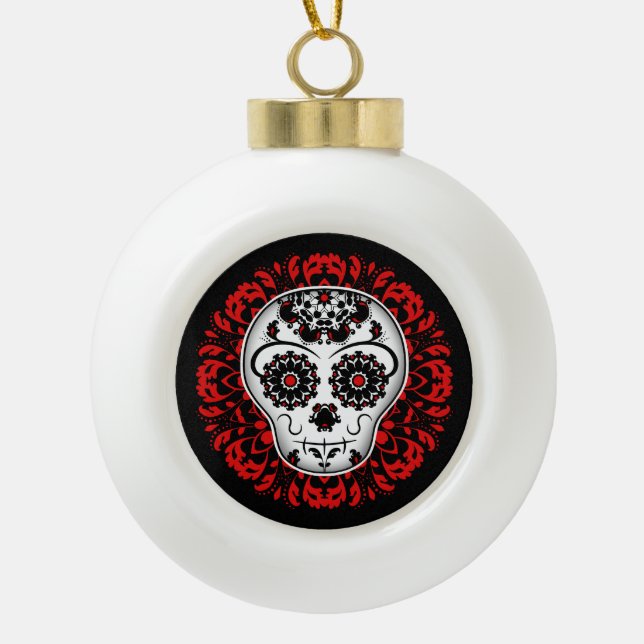 Boule En Céramique Crâne à sucre Noël (Devant)