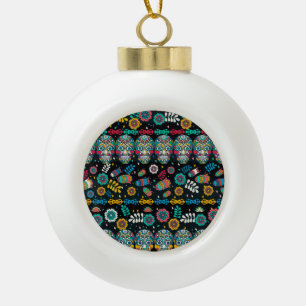 Boule En Céramique Crânes tribaux des Boho : motif coloré.