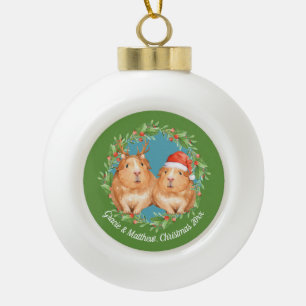 Boule En Céramique Cuple Guinée Pig Noël Wreath