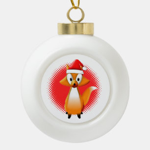Boule En Céramique Cute animal de Fox de dessin avec Santas Casquette